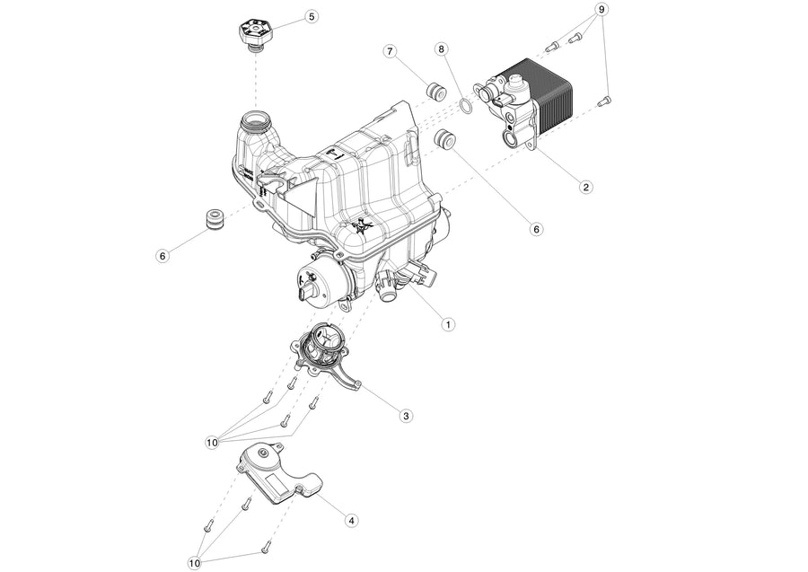 Tesla parts diagram: Coolant Reservoir