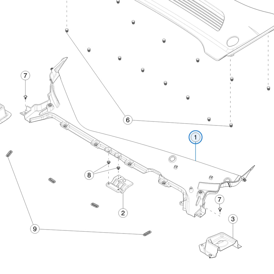 Tesla catalogue diagram: Cowl Screen - Assembly (1492603-00-B)