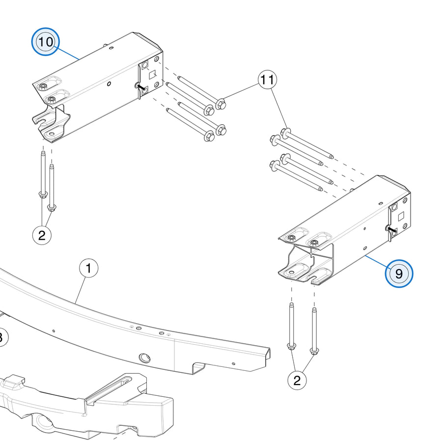 Crush Can Assembly E-Coated for Tesla Model 3 Highland 1683943-00-D, 1683942-00-E - parts diagram
