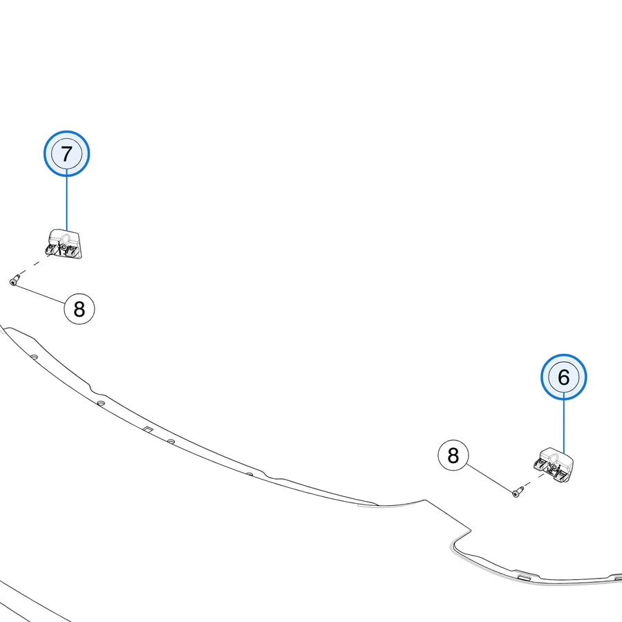 Tesla parts diagram: Front Bumper Fascia (callout 6, 7)
