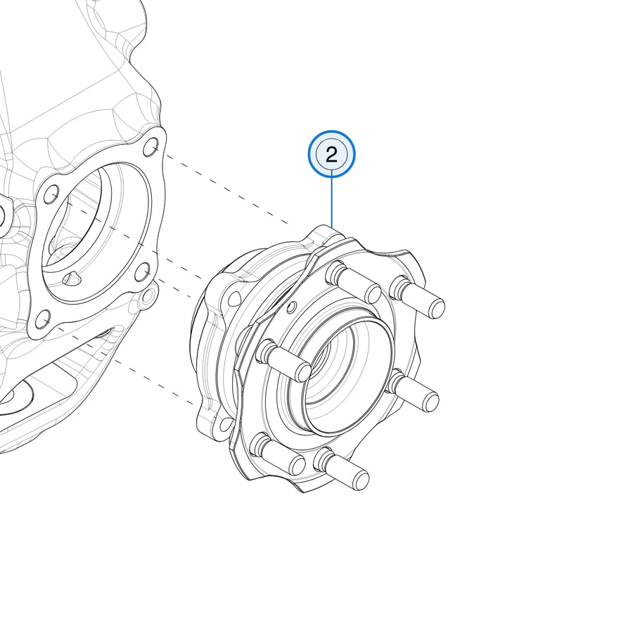 Tesla parts diagram: Front Knuckle - Hub and Bearing (callout 2)