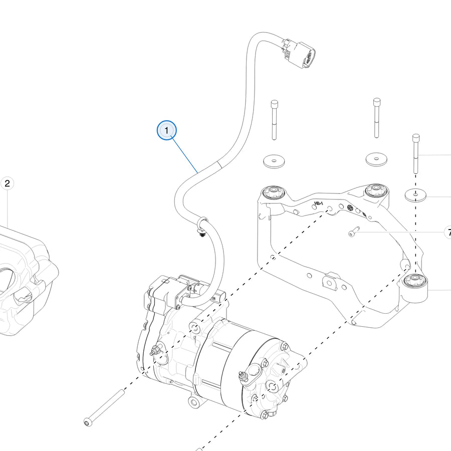 Electric A/C Compressor for Tesla Model X 1042442-00-M - parts diagram