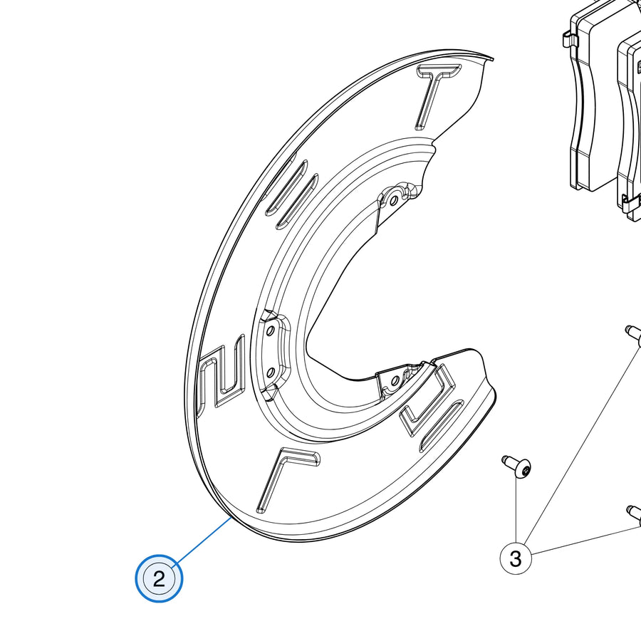 Tesla parts diagram: Front Brake Rotors - Calipers and Pads (callout 2)