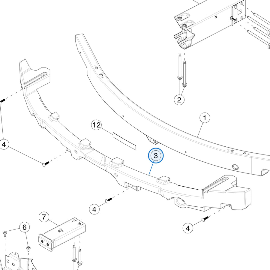 Front Bumper Beam Foam for Tesla Model 3 Highland 1741046-00-F - parts diagram