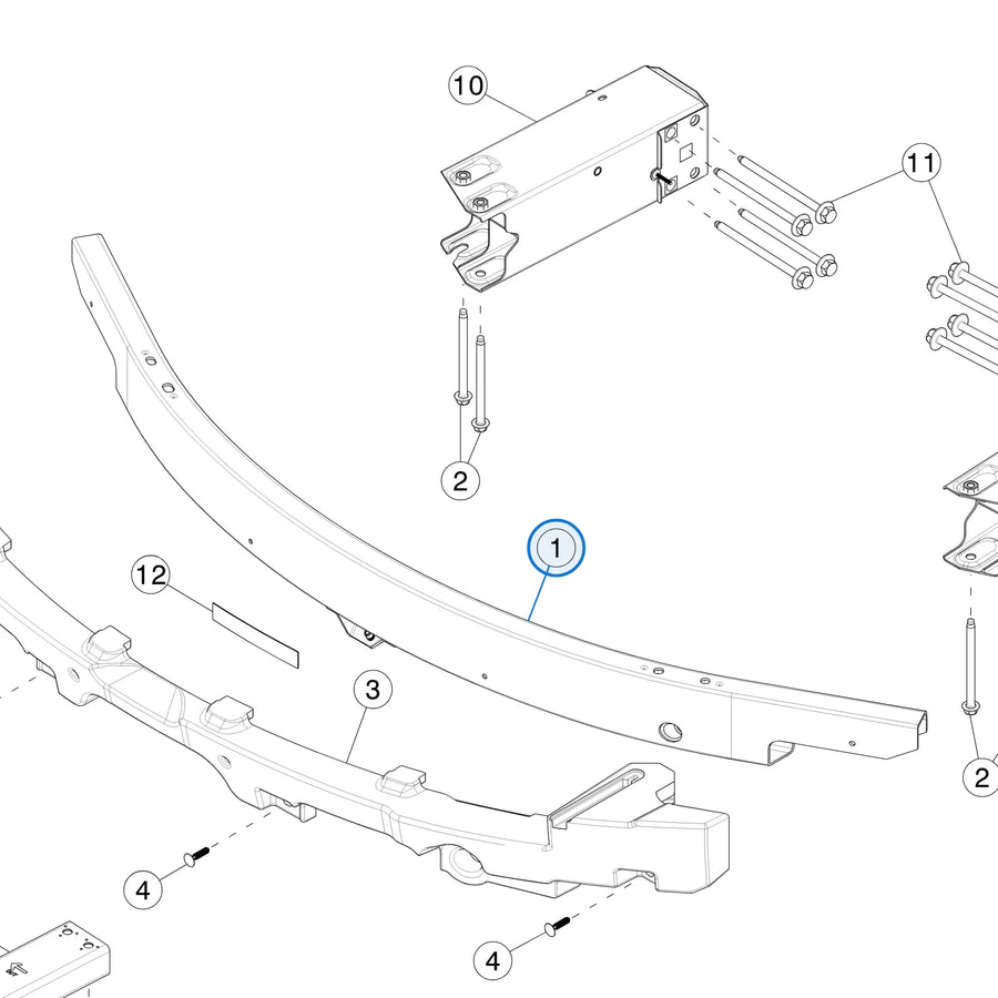 Front Bumper Beam for Tesla Model 3 Highland 1741047-00-F - parts diagram