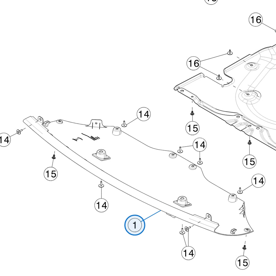 Front Bumper Under Cover for Tesla Cybertruck 1815257-00-B - parts diagram