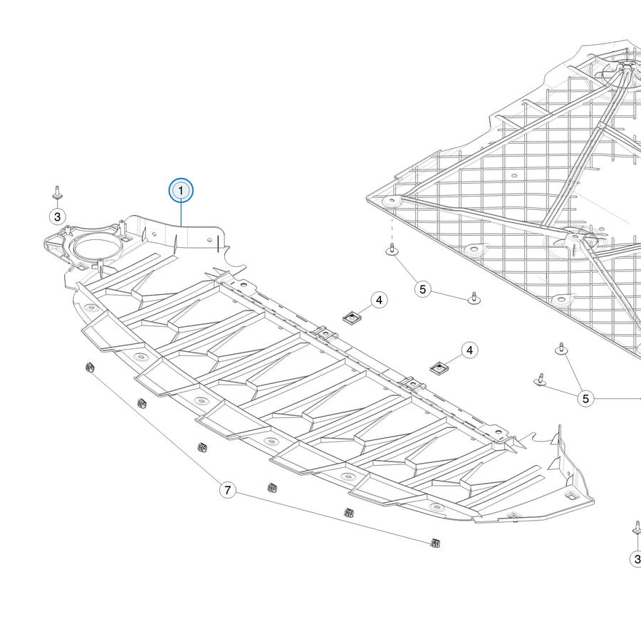 Front Bumper Under Cover for Tesla Model 3 Highland 1694313-00-G, 1818922-00-I - parts diagram