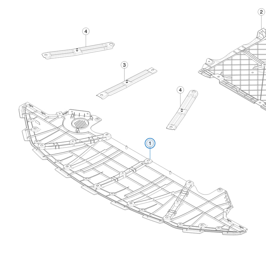 Front Bumper Under Cover for Tesla Model S 2047991-00-B - parts diagram
