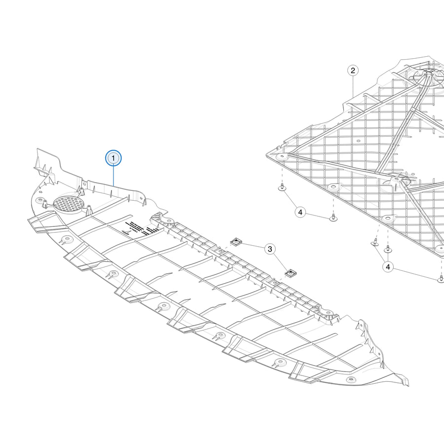 Front Bumper Under Cover for Tesla Model Y Juniper 1932386-00-D - parts diagram