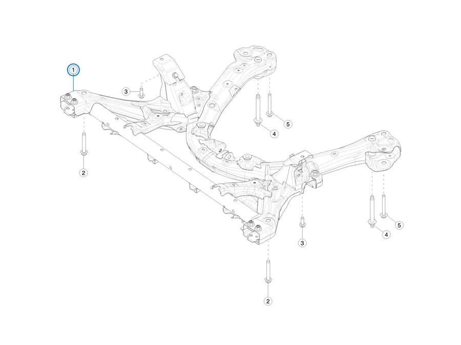 Tesla parts diagram: Front Subframe (callout 1)