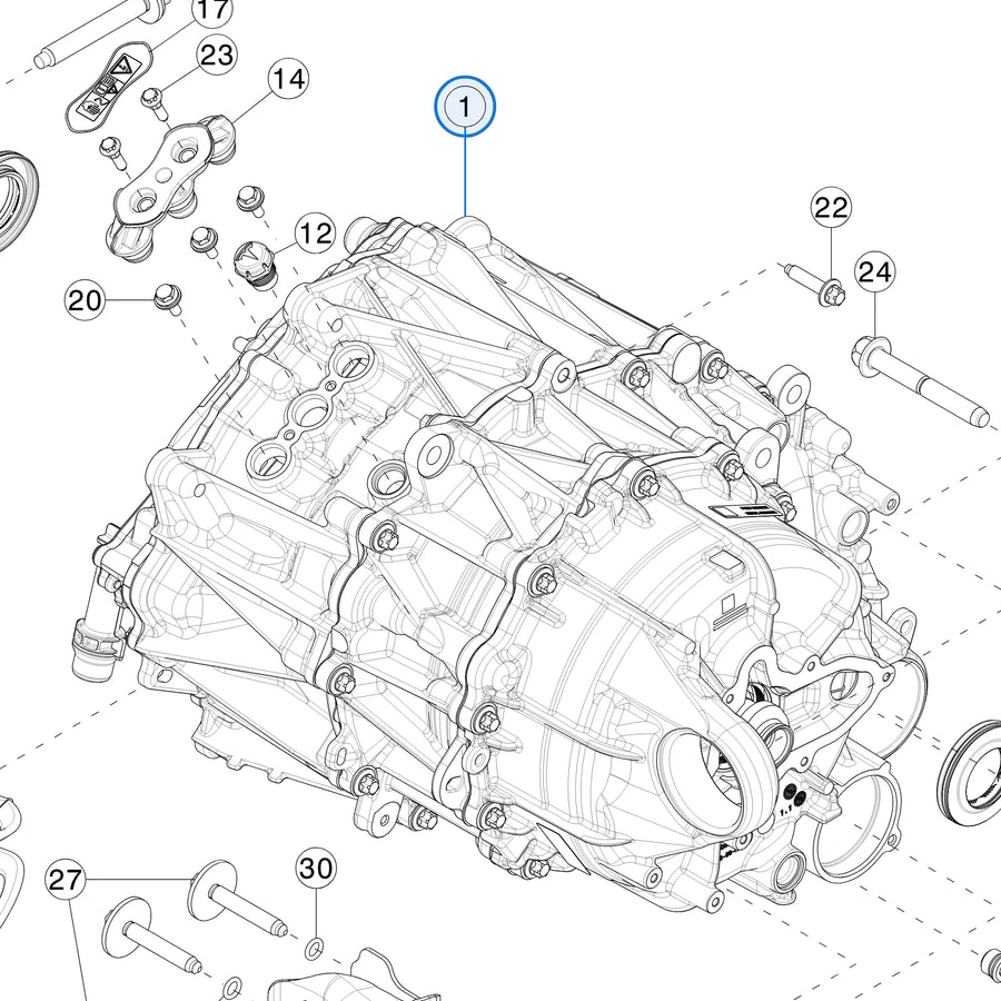 Tesla parts diagram: Front Drive Unit Assembly (callout 1)