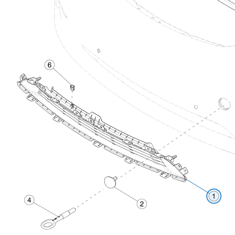 Front Fascia Grille for Tesla Model Y 1493759-00-A - parts diagram
