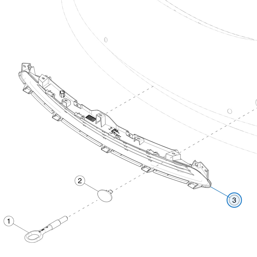 Tesla parts diagram: Front Grille and Applique (callout 3)
