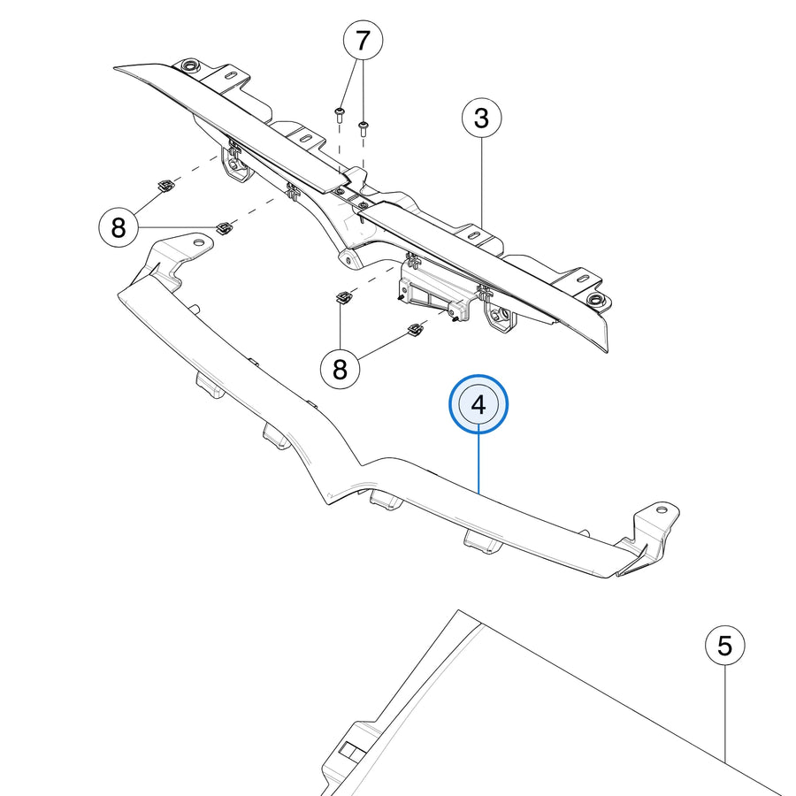 Front Fascia V-Bar for Tesla Model S 1611012-00-C - parts diagram