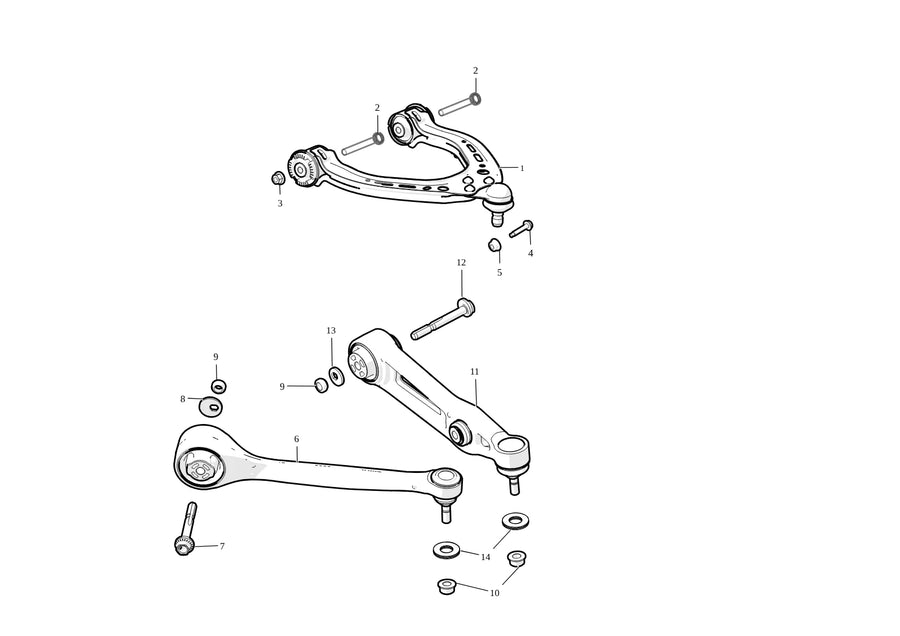 Tesla parts diagram: Front Suspension Arms (callout 11)