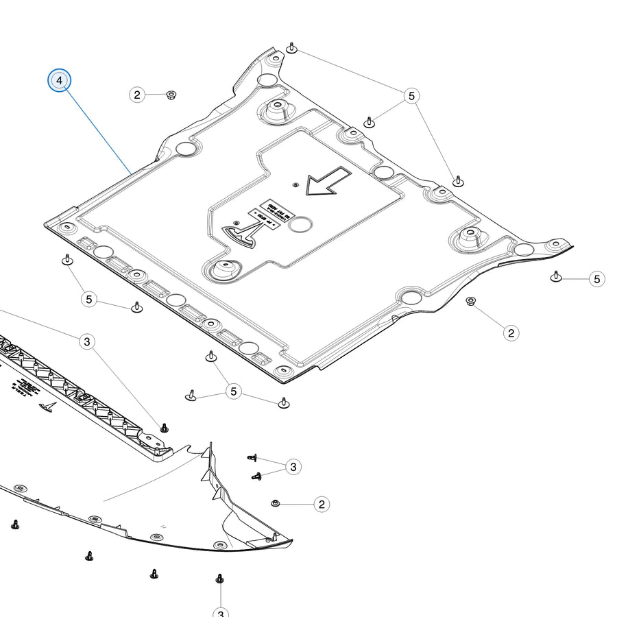 Tesla parts diagram: Front Undertray (callout 4)