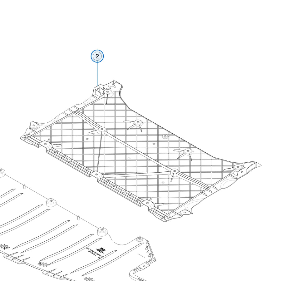 Tesla parts diagram: Front Undertray (callout 2)