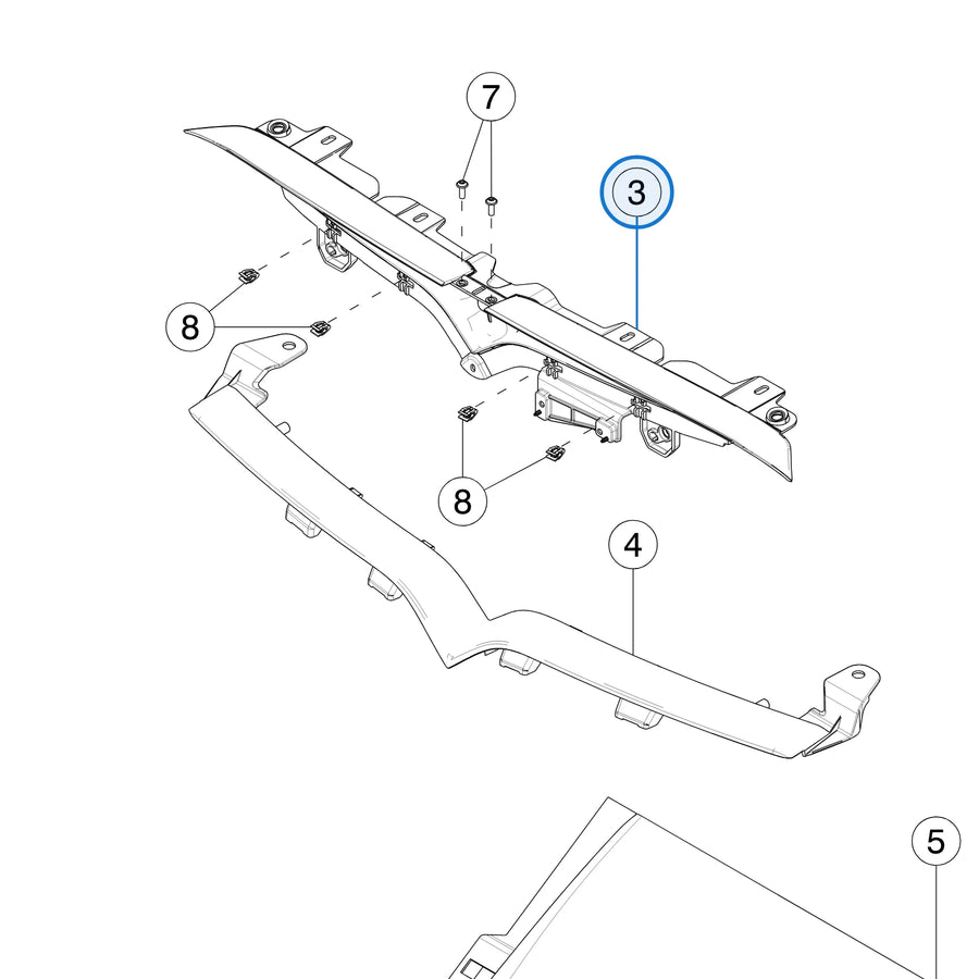 Front T-Badge Carrier for Tesla Model S 1779981-00-A - parts diagram