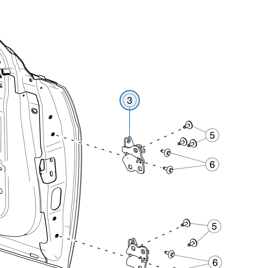Front Upper Door Hinge for Tesla Model 3 1101035-00-F, 1101034-00-F - parts diagram, callout 3