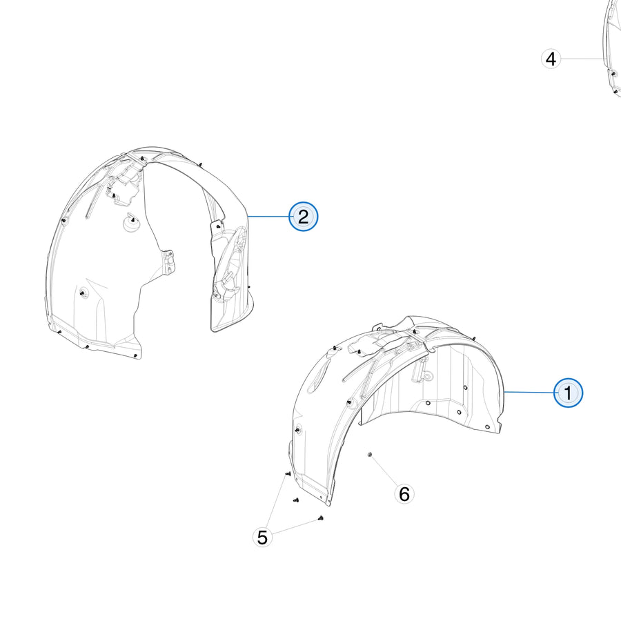Front Wheel Liner for Tesla Model X 1034249-00-H, 1034250-00-H - parts diagram