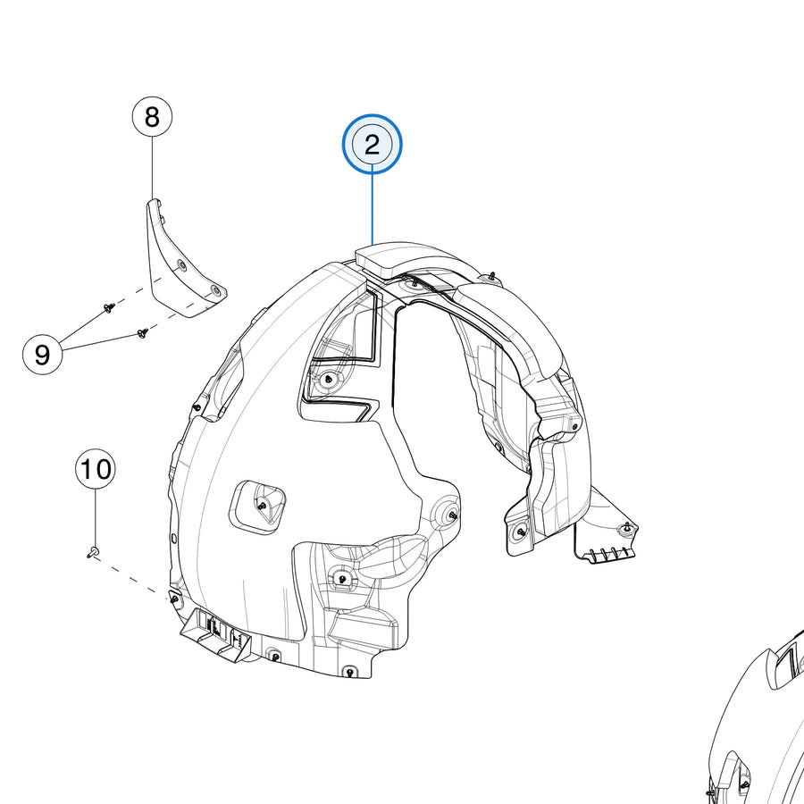 Front Wheel Liner for Tesla Model Y 1492613-00-A, 1492614-00-A - parts diagram