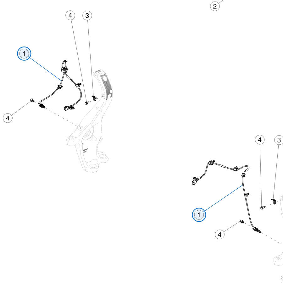 Tesla parts diagram: Wheel Speed Sensors (callout 1)