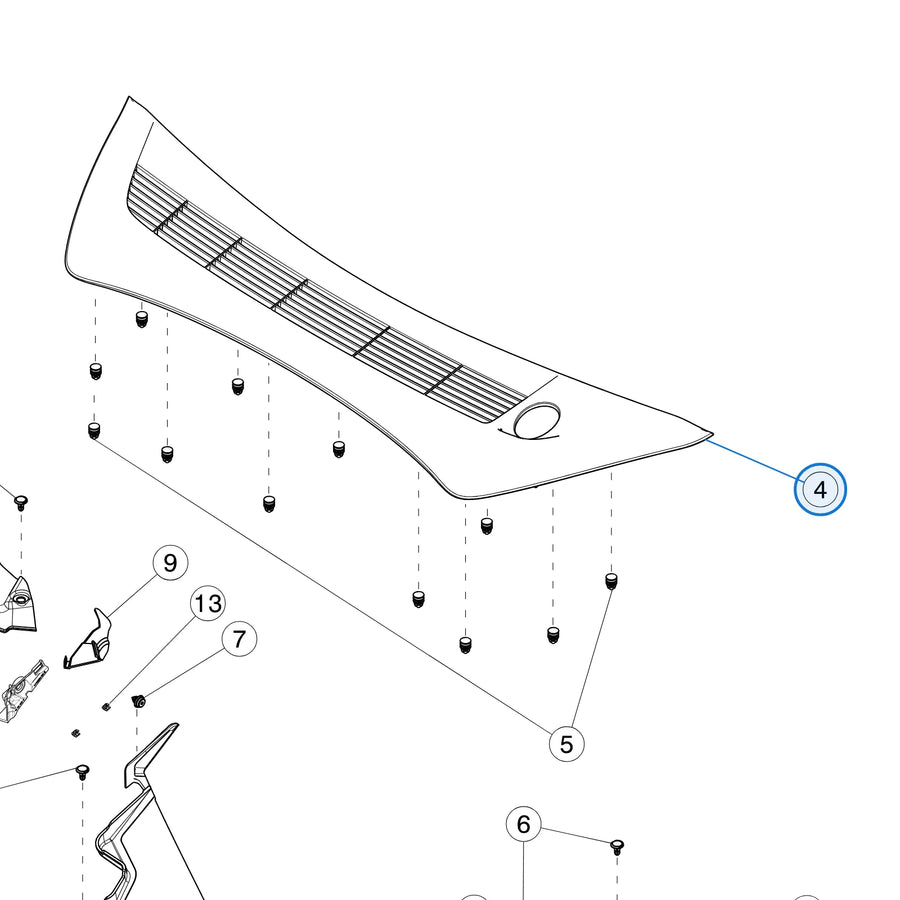 Tesla catalogue diagram: Frunk Apron - Rear (1081675-00-E)
