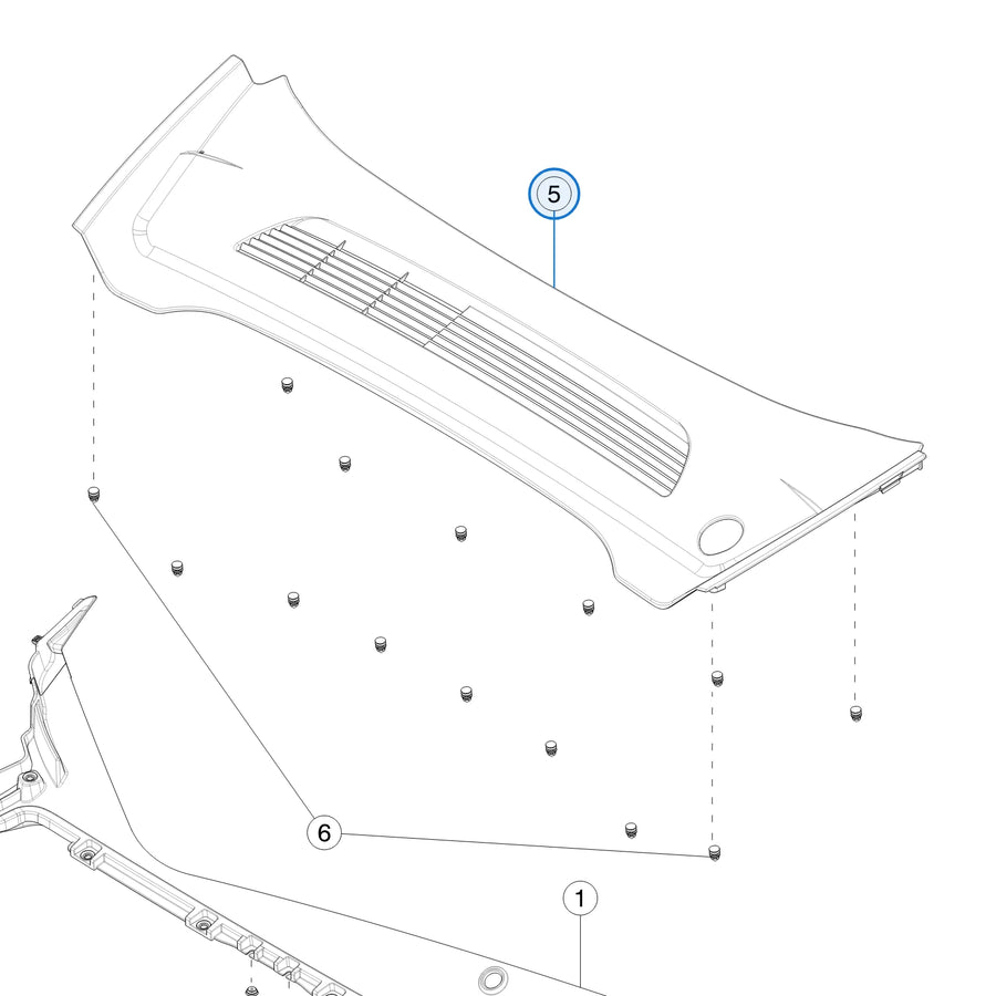 Tesla catalogue diagram: Frunk Apron - Rear (1492605-00-A)