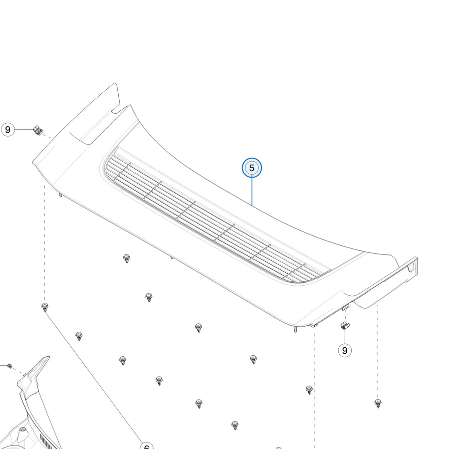 Tesla catalogue diagram: Frunk Apron - Rear (1930438-00-D)