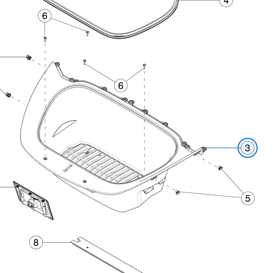 Frunk Tub Assembly for Tesla Model Y 1492606-00-C - parts diagram