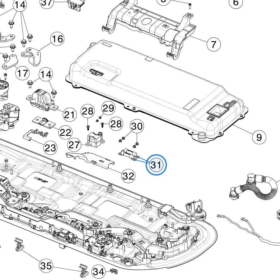 Tesla parts diagram: Ancillary Bay (callout 31)
