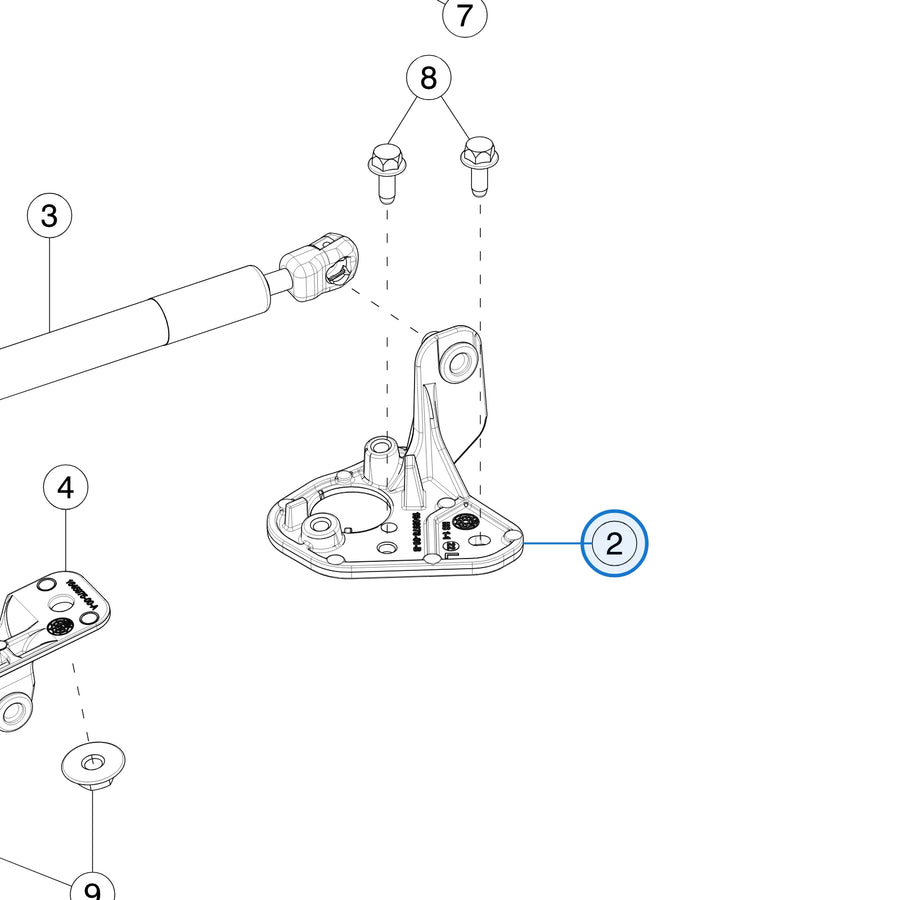 Tesla parts diagram: Hood Hinges and Fittings (callout 2)