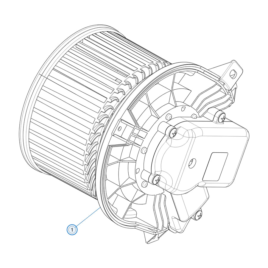 Tesla parts diagram: Blower Motor (callout 1)