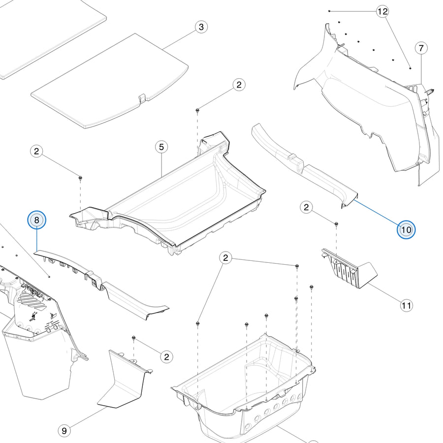 Load Floor Bracket for Tesla Model Y 1492953-00-C, 1492955-01-D - parts diagram