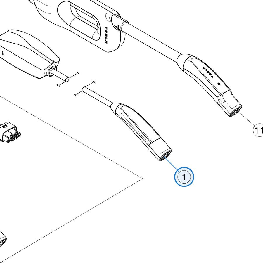 Mobile Connector for Tesla, EU (Type 2) 1121254-00-G and US (NACS) 1937825-00-C - parts diagram, callout 1 - Original / US (NACS)
