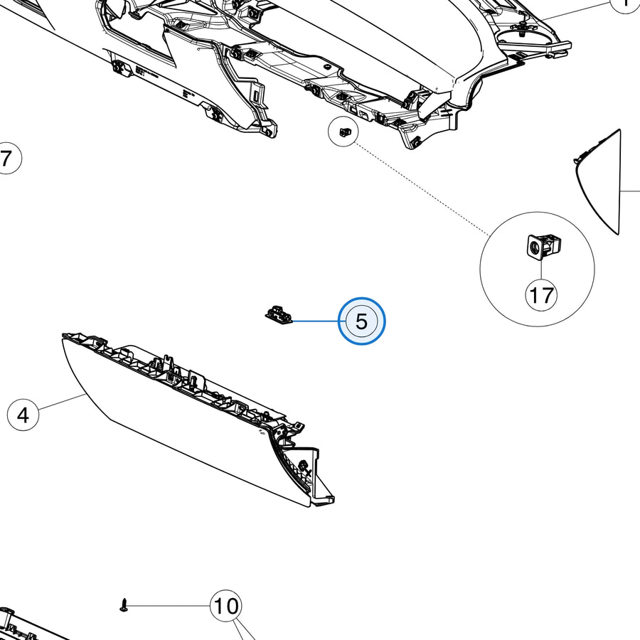 Tesla parts diagram: Dash Panel (callout 5)