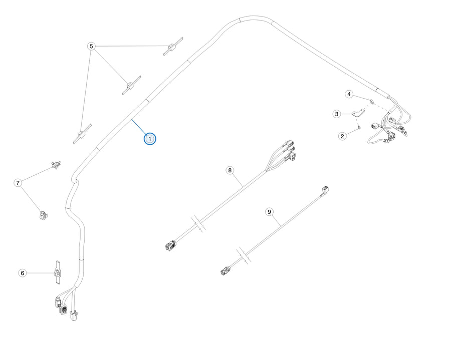 Glass Harness Assembly for Tesla Model 3 1068787-00-E - parts diagram