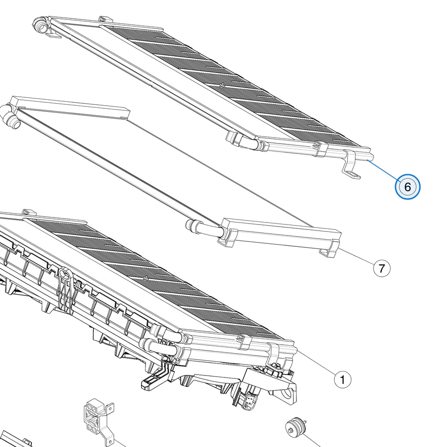 Radiator 12 mm Cooling Fan Module for Tesla Model S & Model X 1619032-00-A - parts diagram