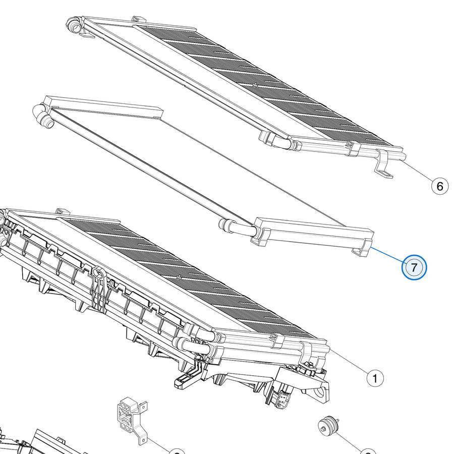 Tesla parts diagram: Fan and Radiator (callout 7)