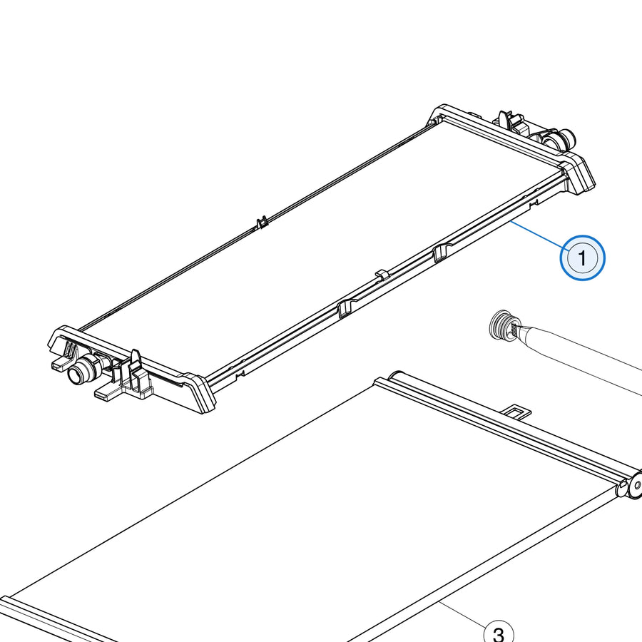 Tesla parts diagram: Air Conditioning Condenser (callout 1)