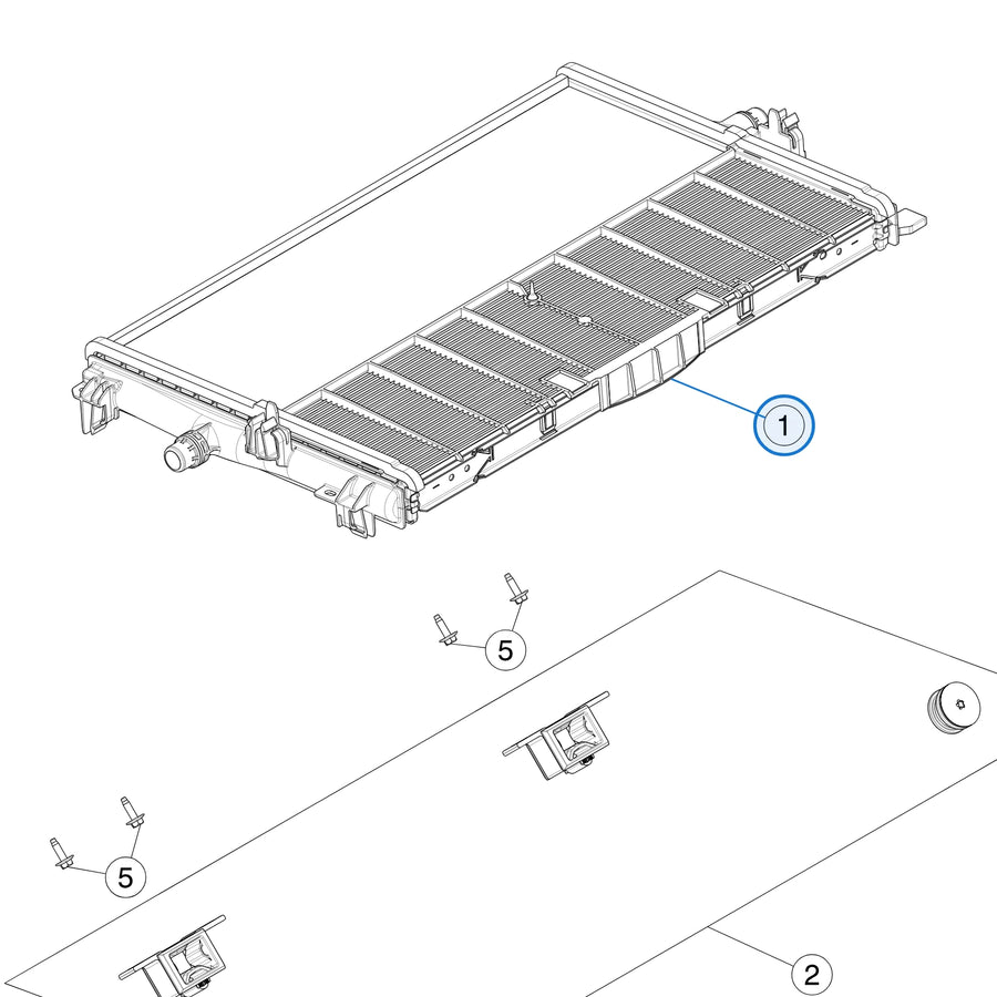 Tesla parts diagram: Fan and Radiator (callout 1)