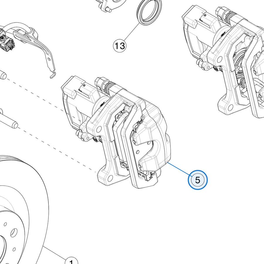 Rear Brake Caliper Base for Tesla Model Y 1044627-00-B, 1044628-00-B - parts diagram