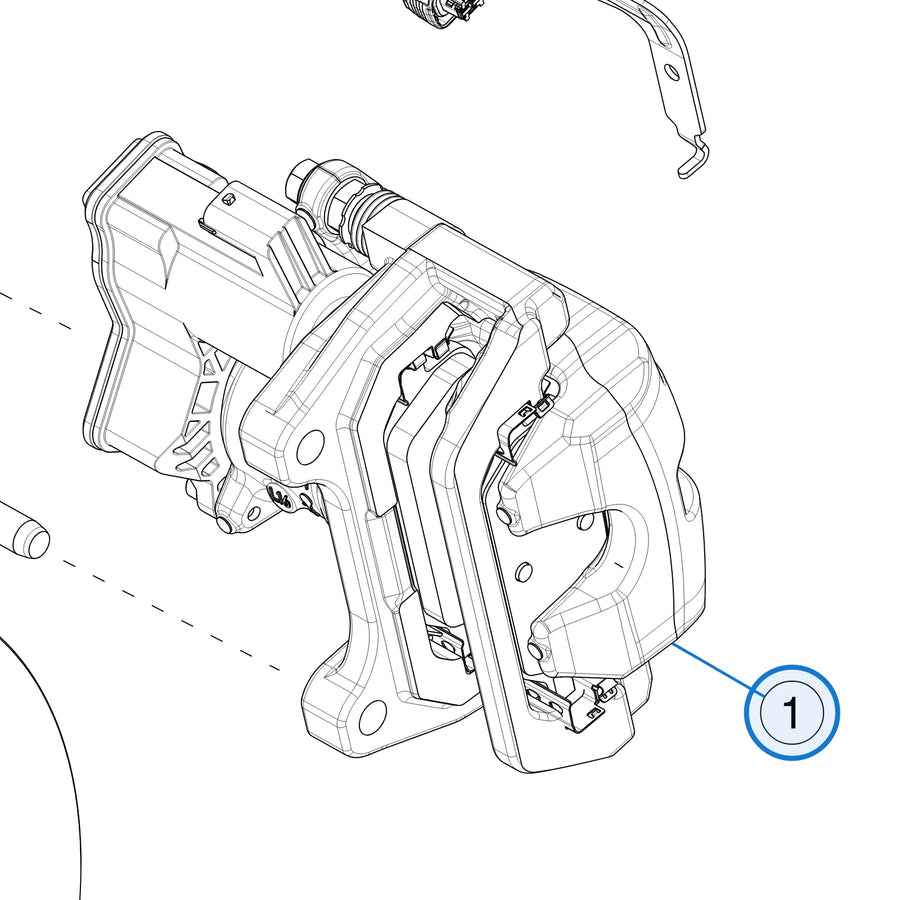 Tesla parts diagram: Rear Brake Rotors - Calipers and Pads (callout 1)
