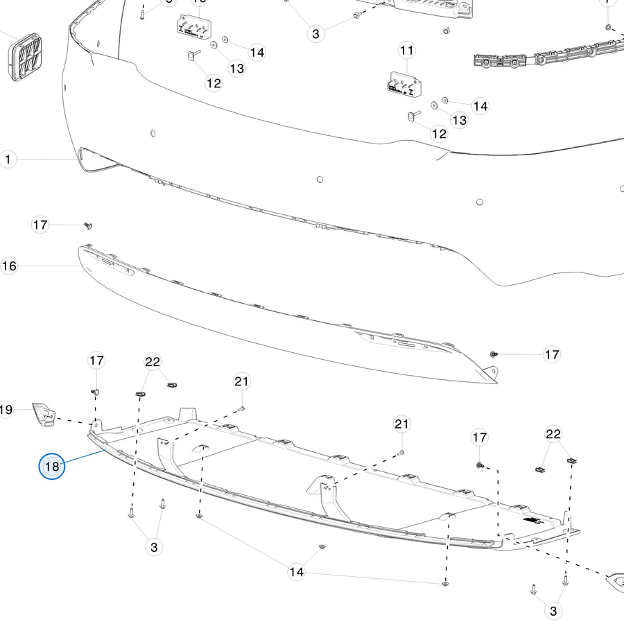 Rear Bumper Under Cover for Tesla Model S 1057320-00-B - parts diagram