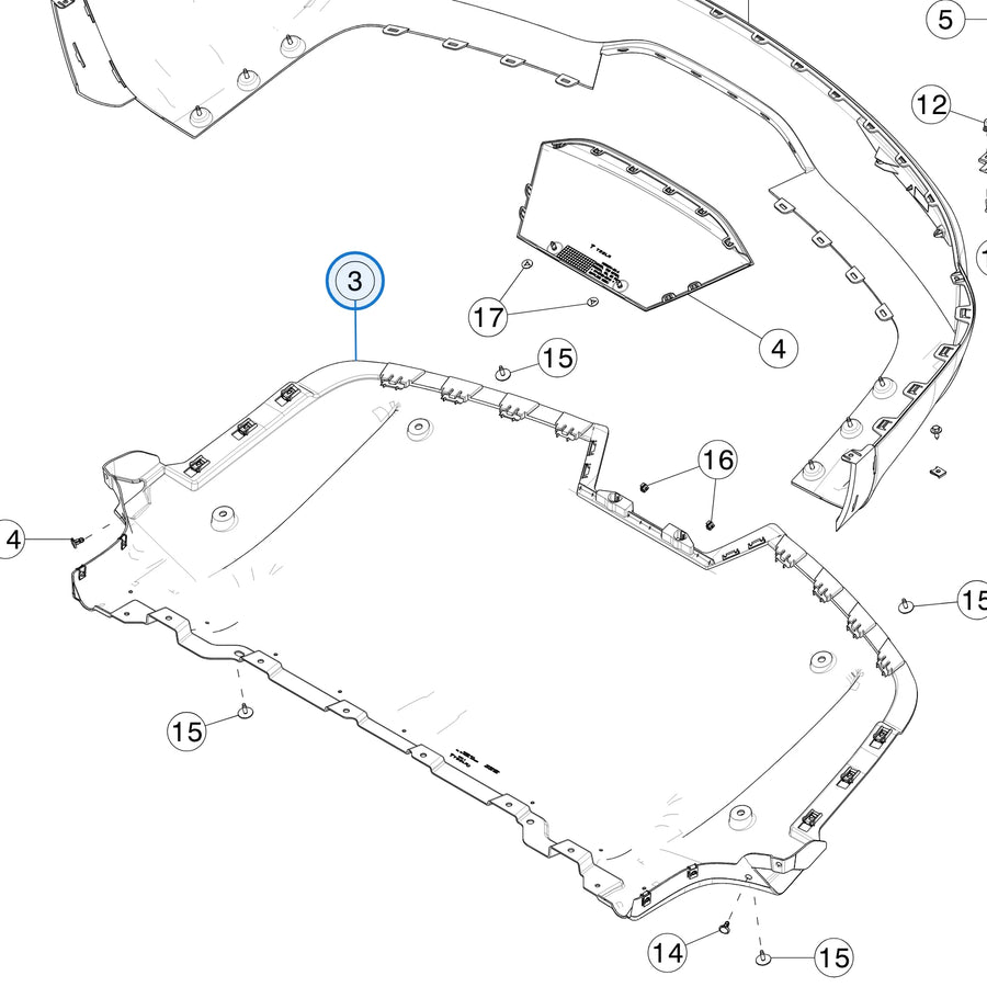 Rear Bumper Under Cover for Tesla Model X 1711840-00-C - parts diagram
