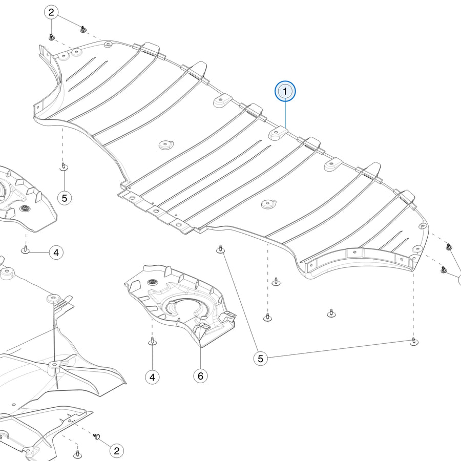 Rear Bumper Under Cover for Tesla Model Y 1494007-00-A - parts diagram