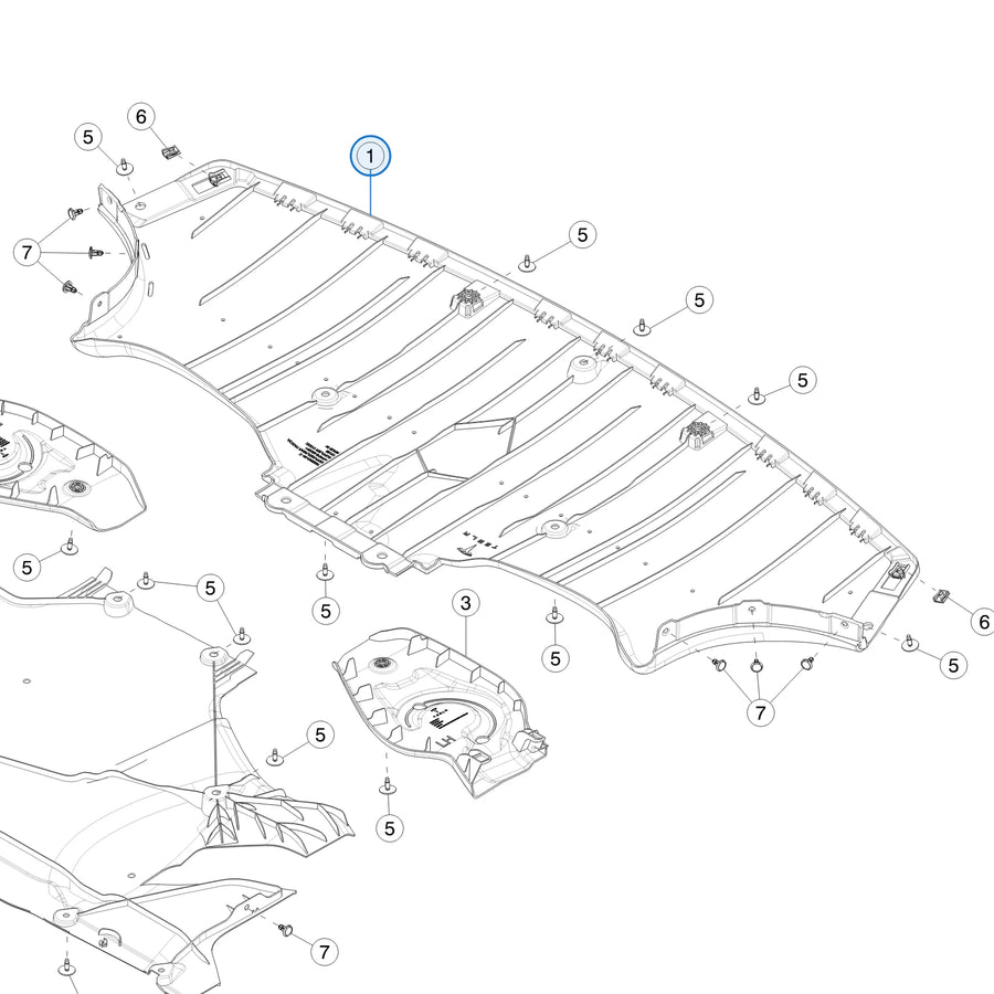 Rear Bumper Under Cover for Tesla Model Y Juniper 1932603-00-C - parts diagram