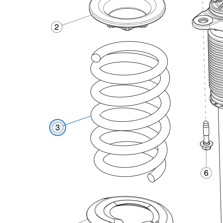 Tesla parts diagram: Rear Coil Spring and Damper (callout 3)