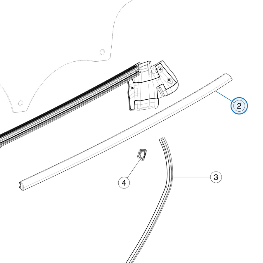Rear Door Outer Belt Assembly (Pressing Strip) for Tesla Model 3 1080745-99-I, 1080748-99-I - parts diagram