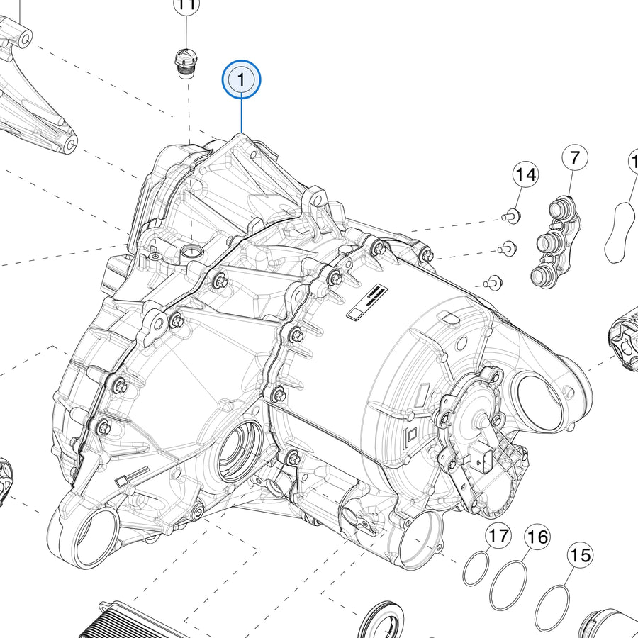 Rear Drive Unit Assembly 4DU for Tesla Model Y Juniper 1666000-T1-E - parts diagram